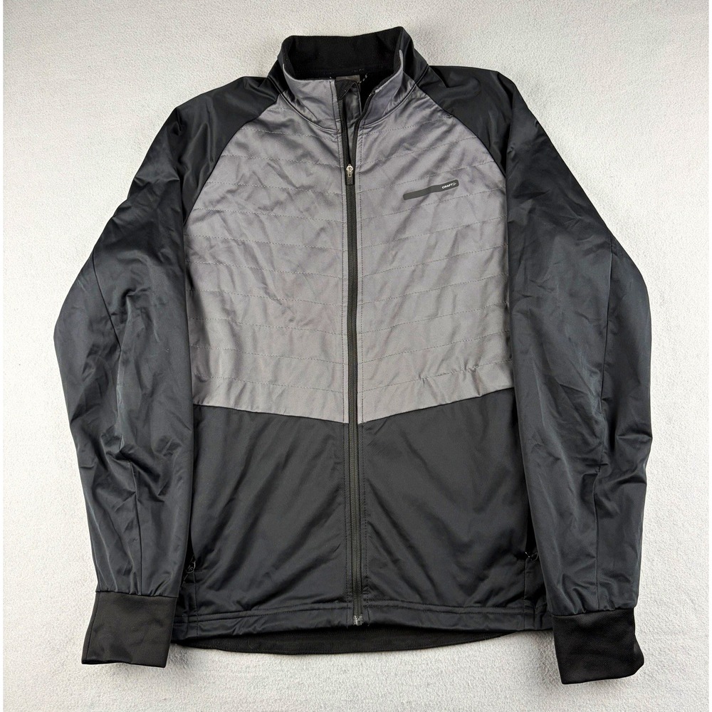 Craft Full Zip Track Jacket Black Gray Colorblock Men's M Softshell 1909581